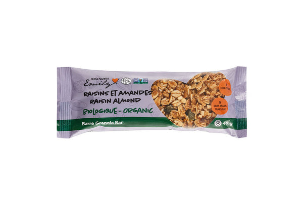 Barre aux raisins secs et aux amandes biologiques (40 g)