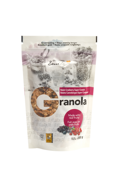 Granola Super Crunch aux raisins et aux canneberges (250 g)